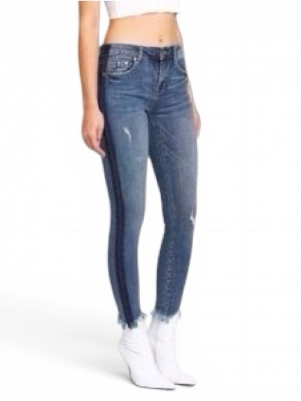Pistola Audrey Midrise Skinny Frayed Hem Side Stripe Womens Size 29
